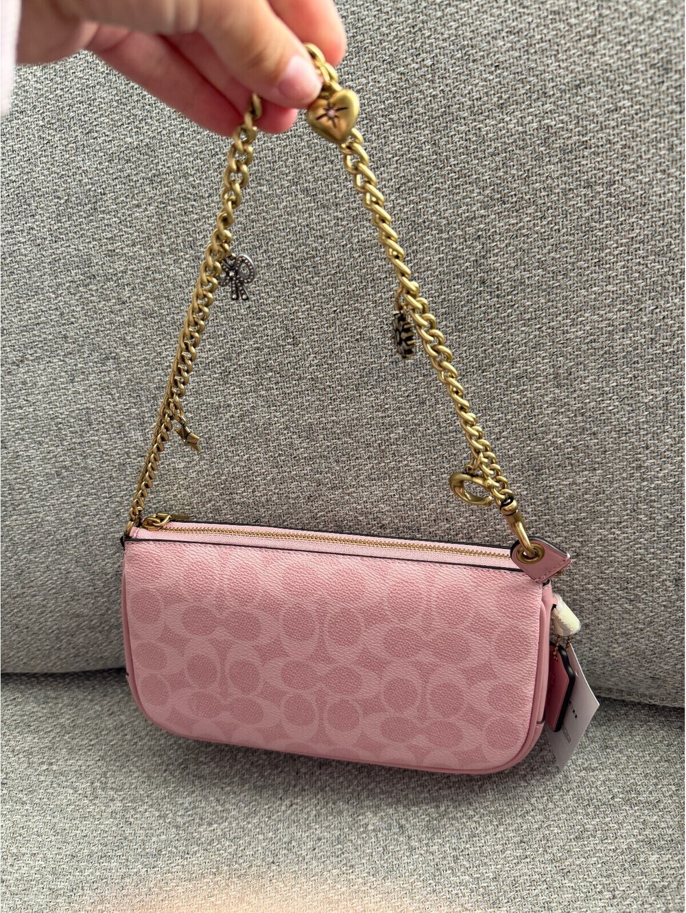 NWT Coach Plaza Bag Powder Pink Signature Canvas Chain Strap CFT40